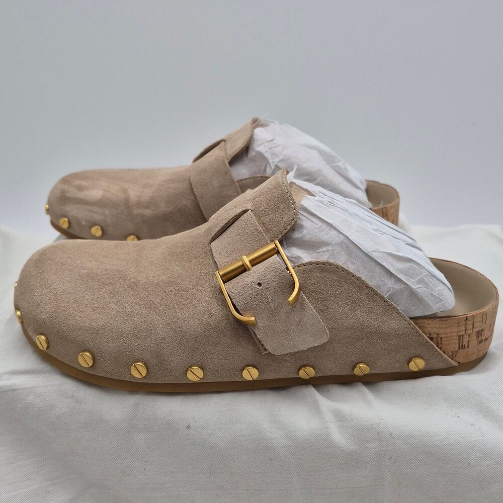 Veronica Beard Fern clogs in sand natural suede Mule Slip-on women's size 6